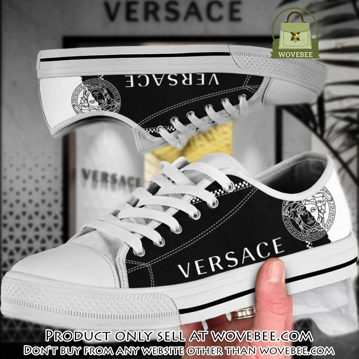 Versace black white medusa low top canvas shoes luxury brand gifts for men women wvb5908101